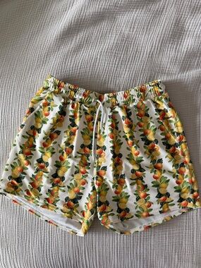 Show Me Your MuMu Men’s White Lemon & Orange Print Swim Trunks